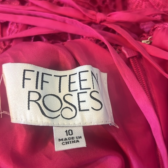 Fifteen Roses Lace Dress Floral Racerback Spaghetti Strap Begonia Pink Size 10 - Picture 6 of 7